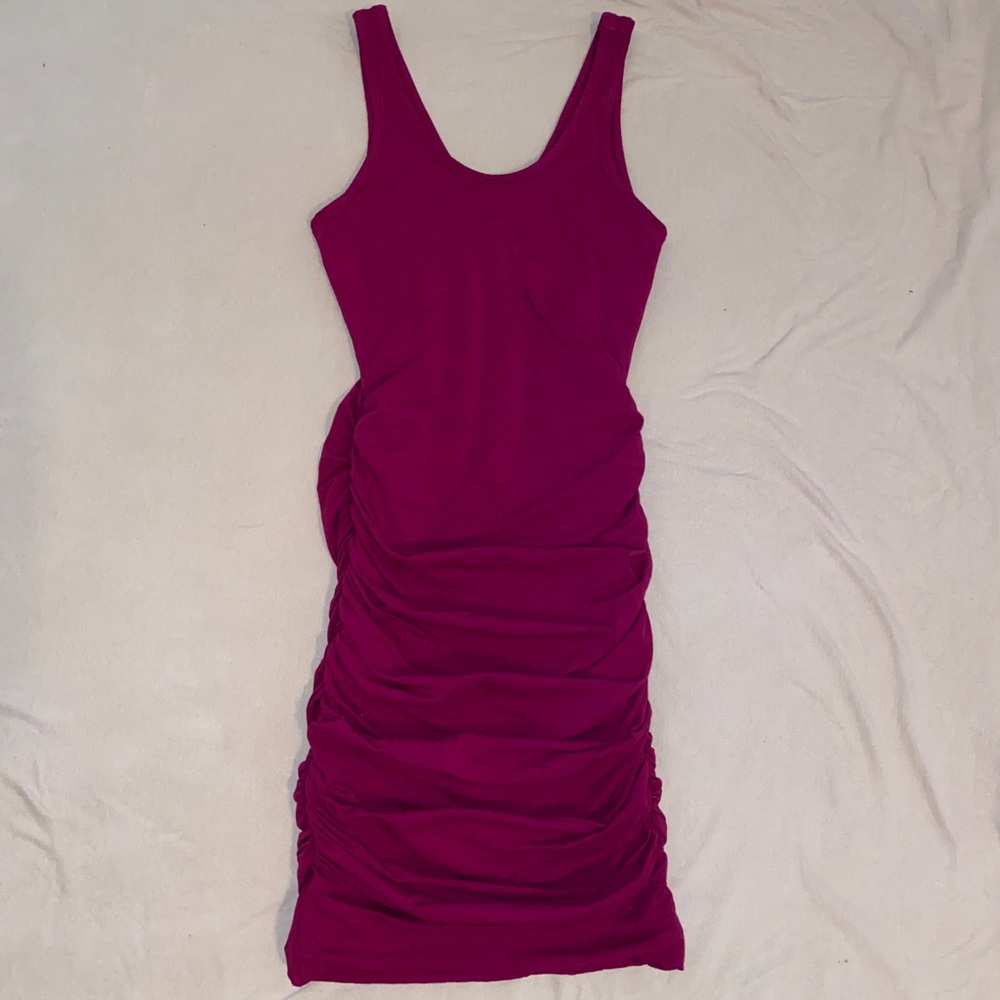 Express Maroon Ruched Sleeveless Cocktail Dress